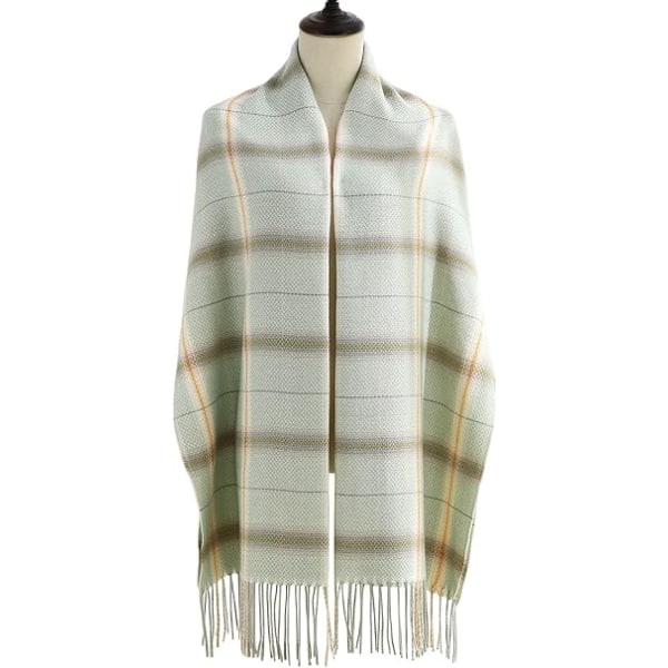Vinterrutete skjerf for kvinner, langt vinterskjerf, myke varme skjerf, duske-sjal, lang stola, julegave Light Green
