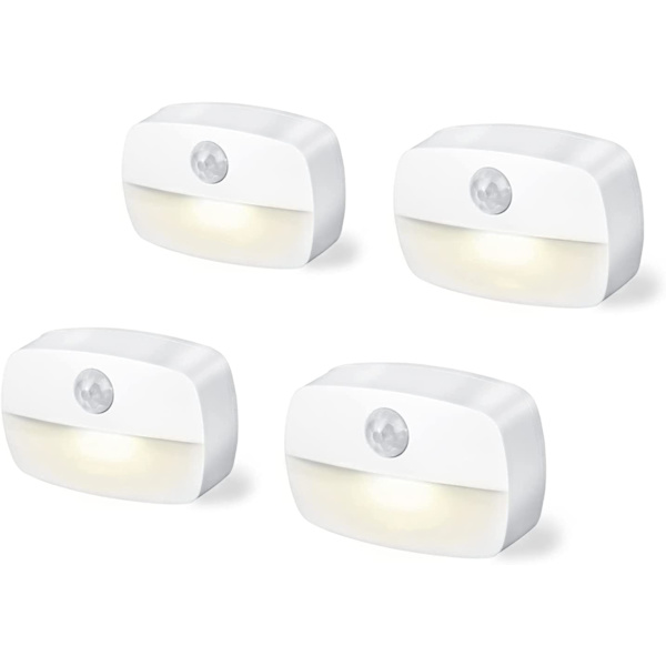 Rörelsesensor Nattlampa, LED Nattlampa, Batteridriven Lampa för Barnrum, Vardagsrum, Garage, Hall (4-pack)