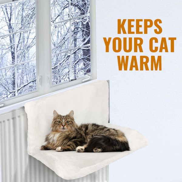 Hængende radiatorseng til katte og hunde, varm og behagelig. Stærk og holdbar. Med maskinvaskbart betræk og foldbar ramme for nem opbevaring