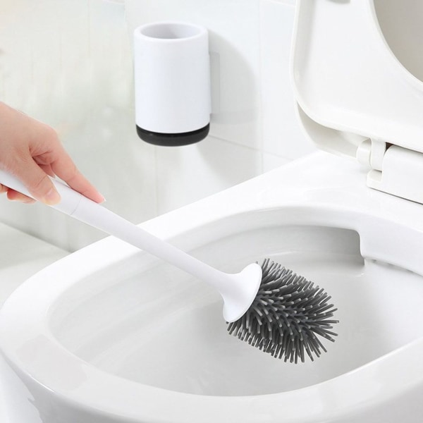 Silikone Antibakteriel toiletbørste Toiletbørsteholder Toiletbørste Silikonebørsteholder Vægmontering uden boring Holdbar