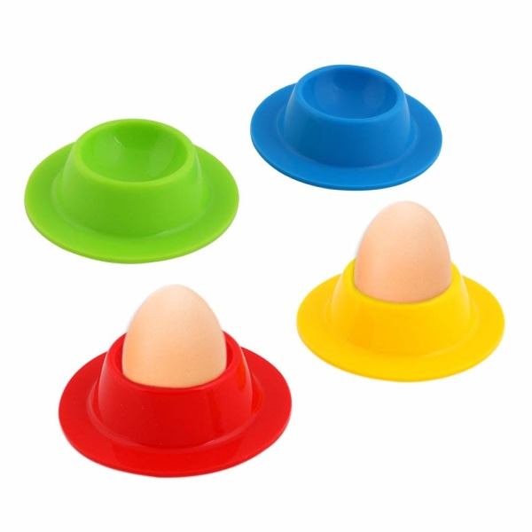 Egg Holder Set, 4PCS Silikon Egg Cups Set Egg Cups Stativ for Kjøkken Kokte Egg Frokost