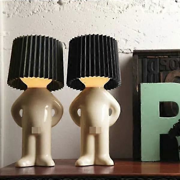 Kreativ Liten Nattlampa, LED Fnissande Pojklampa, Vit, EU-STICK black