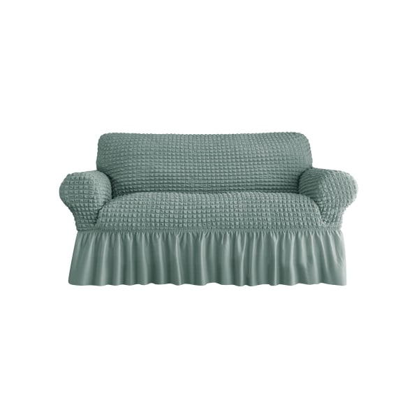 Loveseat Trekk 1 Del for 2-Pute Sofasofa med Skjørt, Slitesterk Vaskbar, Enkel Passform Universal Møbelbeskytter (2-seters, grønn)