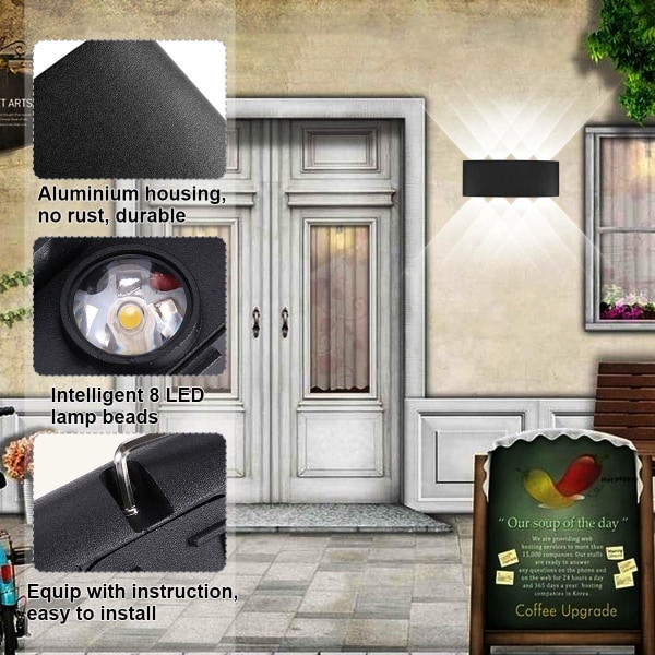 Modern LED Taklampa Vattentät Aluminium Vägglampa Puck Light Inomhus Utomhus Hall Korridor 8w Svart