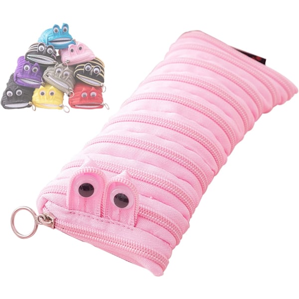 Caterpillar Monster - Vetoketjullinen penaali lapsille, söpö koulutarvikkeiden säilytyspussi, kannettava vetoketjullinen penaali Blue