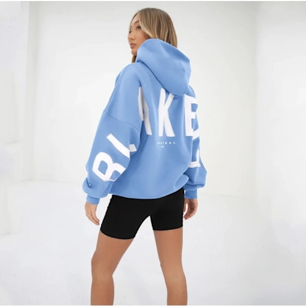 Blakely Hættetrøje - Langærmet Hættetrøje til Kvinder, Pullover Sweatshirt, Casual Top Lyseblå, S