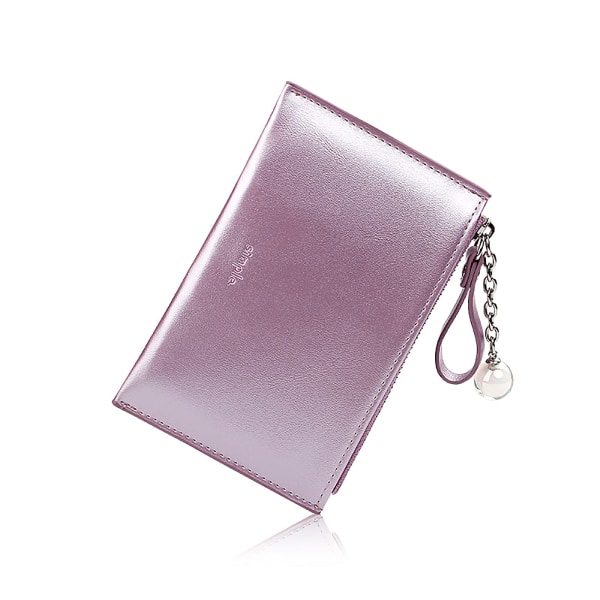 Slank, søt, minimalistisk frontlomme RFID-blokkerende lærlommebøker for kvinner Kredittkortholder minikort veske (lilla)