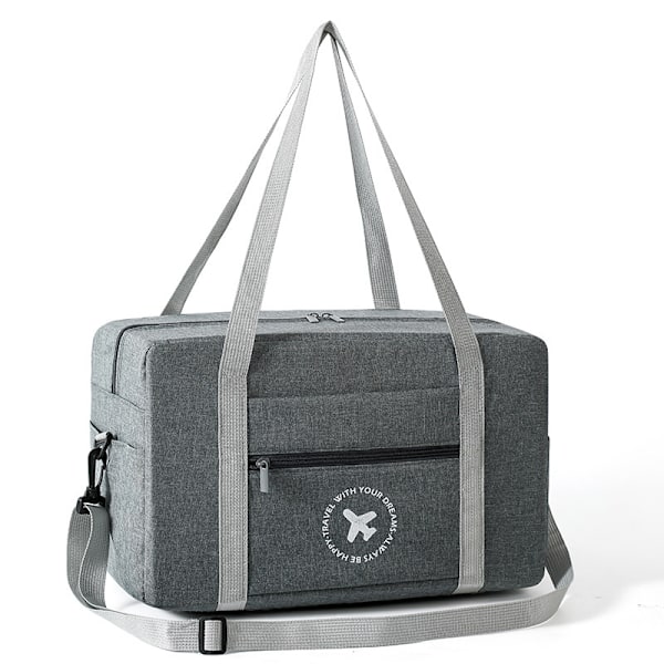 2-pack kabinväska 40x20x25 Resväska Vikbar Understols Vattentät Weekendväska Lätt Handbagage med Axelrem, Grå