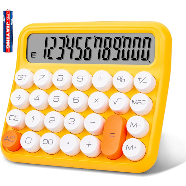 Lommeregnere, Stor Skærm Desktop Sensitiv Knap, Børns Desktop Lommeregner, Batteridrevet, Bærbar Grundlæggende Standard Funktionel 12 Cifre Sød Yellowish white