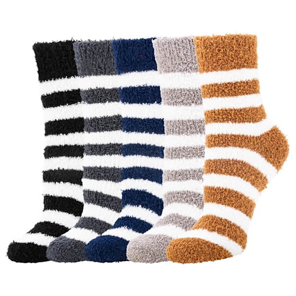 Søde, Bløde og Fluffy Slippersokker til Mænd og Kvinder, 5 Par Fuzzy Bedsokker, Pludsede Slippersokker, Vintersokker, Sovevarme Sokker til Julegaver