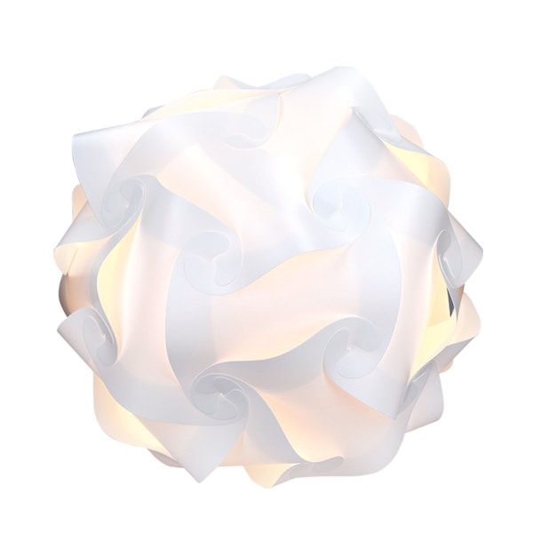 DIY Puzzle Lampeskærm - Moderne IQ Puslespilslys i 30 Dele min. 15 Forskellige Designs - Diameter Ca. 40 cm - Hvid i Størrelse XL