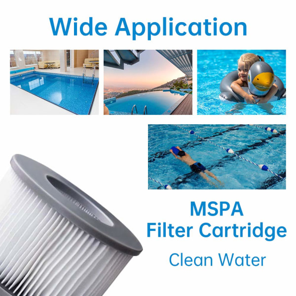 Pakke med 2 erstatningsfiltre til Mspa - Patronpumpe til svømmebassiner, varmt undervands og spa