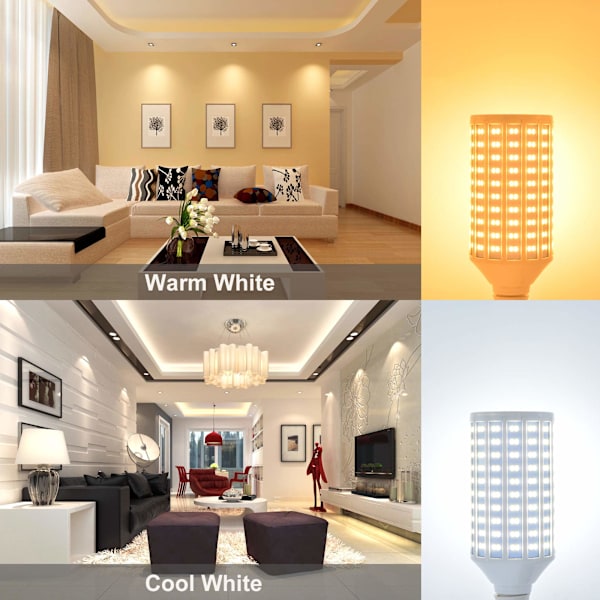 E40 LED Pærer 50W LED Lys Varm Hvid 3000K, 4400LM, AC 85-265V, Svarer til 400W Halogenpære LED Lampe