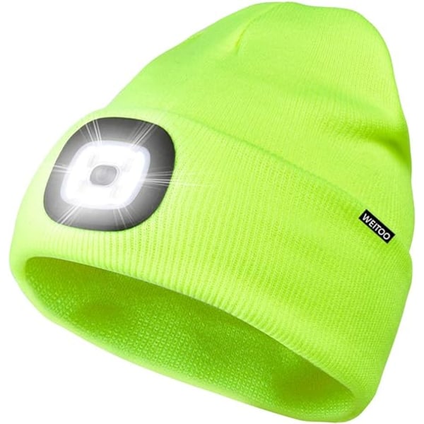 Unisex LED- cap, USB uppladdningsbar löpmössa Super Bright handsfree strålkastare Torch Hat, LED-hatt för löpvandring (Fcuorescent gul) Fcuorescent yellow
