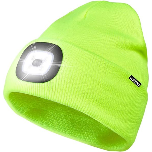 Unisex LED-valaistu pipo, USB-ladattava juoksupäällystin erittäin kirkas handsfree-otsalampun pipo, LED-pipo juoksuun ja vaellukseen (fluoresoiva keltainen) Fcuorescent yellow