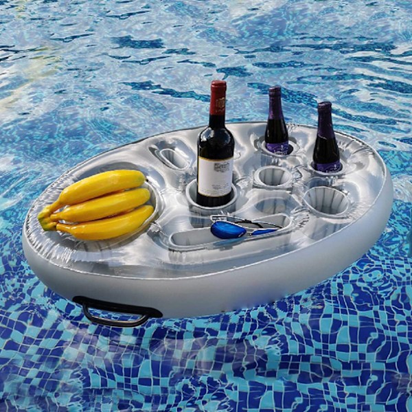 Uppblåsbar dryckeshållare för pool, flytande med 8 hål, uppblåsbar dryckeshållare, flytande bricka för pool & spa för fest, pool, party, strand