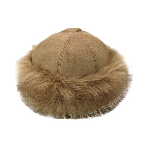 Hatt for kvinner, vinter, kosakk, russisk stil, pelsfôr, fiskerhatt, trendy, varm lue (kamel) Camel