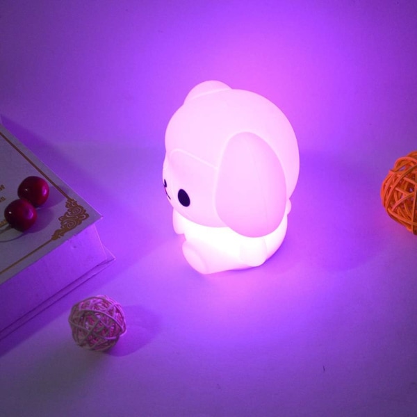 Ladattava baby LED-yövalo pehmeällä silikonilla, söpö eläinmuoto ja RGB-monivärinen muotoilu, yhteensopiva kaukosäädin ja kosketushimmennettävä (koira)