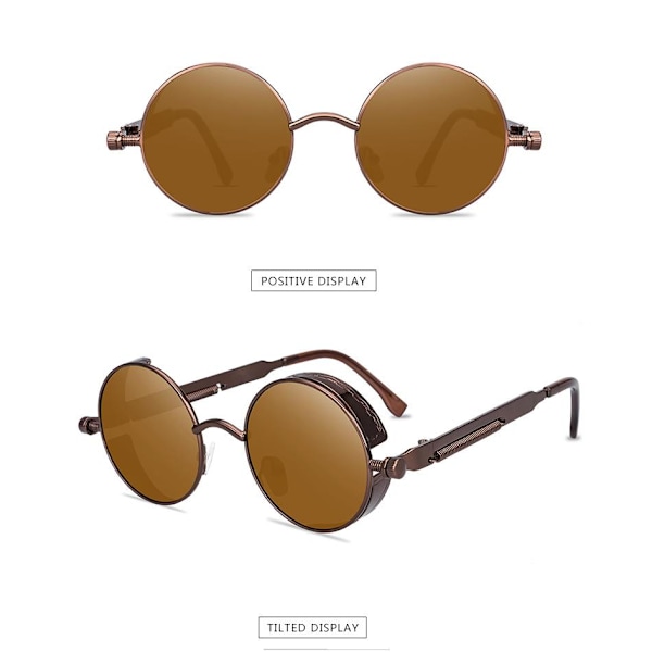 Retro Pyöreät Polarisoidut Steampunk-aurinkolasit Miehille Naisille UV400-suoja