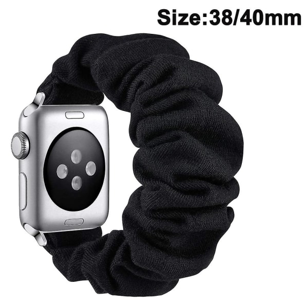 Kompatibel med Apple Watch Strap Hårring Blødt Mønster Trykt Stof Armbånd Armbånd Dame Iwatch Elastiske Scrunchy Bands