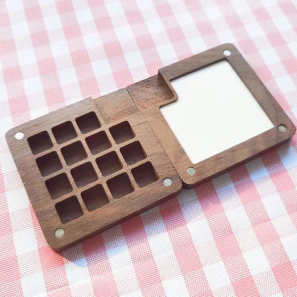 Akvarel Palette, 15 Rums Bærbar Skitsebog Palette, Rejse Malerkasse, Træ Farvepalette Boks til Maleri Gave til Malere (71 mm x 71 mm)