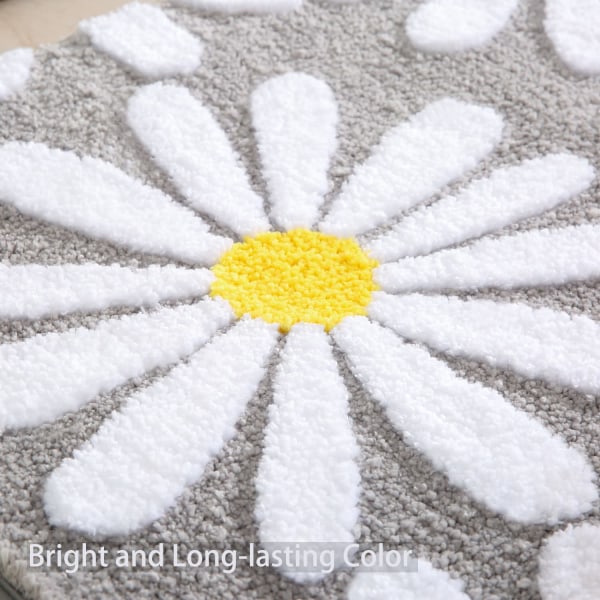 Badematte Hvit blomsterteppe 40 x 60 cm, sklisikre badematter til bad, dusjmatte, maskinvaskbart teppe Slitesterk badematte, superabsorberende gulvmatte