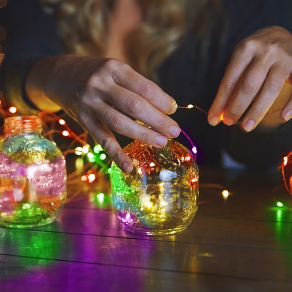 Ljusslingor, 2 st 50 LED Batteridrivna Ljusslingor Koppartråd Ljus för Bröllop Jul, Träddekoration (5M/16ft 50st/Multi-Färgad)