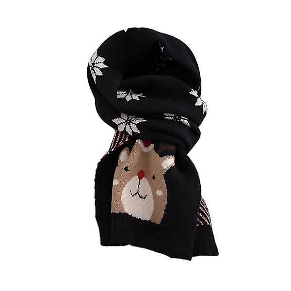 Christmas Knitted Scarf, Snowflake Deer Autumn And Winter Warm Embroidered Scarf Shawl