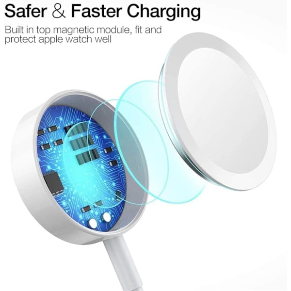 Apple Watch-lader, magnetisk ladestasjon, bærbar hurtiglader med 1M USB-kabel, for Watch Series 10/9/8/7/6/5/4/3/2/1/Ultra/SE Ultra