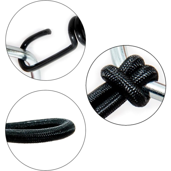 25 stk. elastik med krog 20cm presenning ekspander spænder med spiral krog loop 200mm Ø 6mm ekspander loop sort