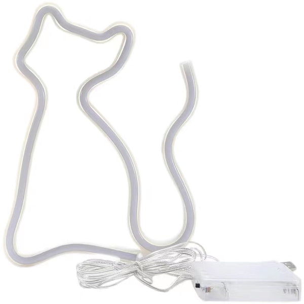 Neon-skylt med katt - väggdekoration med LED-skylt, batteridriven   USB-driven, rosa
