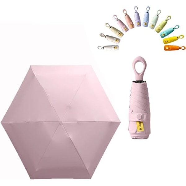 Mini-matkailuvarjo, silmukka kahva päällystetty kangas, aurinkosuoja/UV-suoja UPF 50, kompakti taittuva sateenvarjo pojille, tytöille ja lapsille Midsummer Pink
