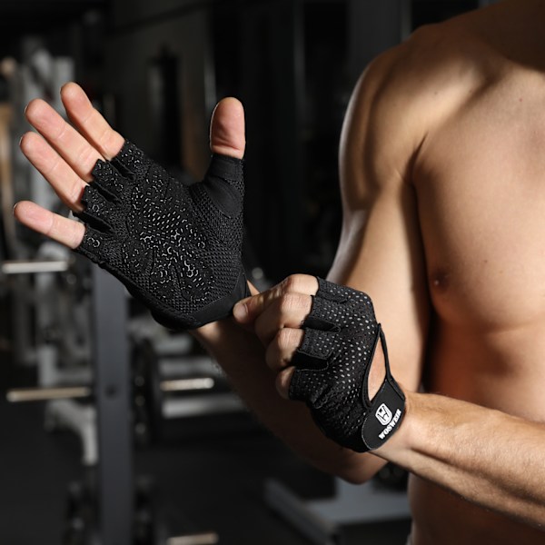 Kuntosalikäsineet, liukumattomat painonnostokäsineet miehille ja naisille, treenikäsineet crossfit-, voimanosto-, kehonrakennus- ja pyöräilyyn