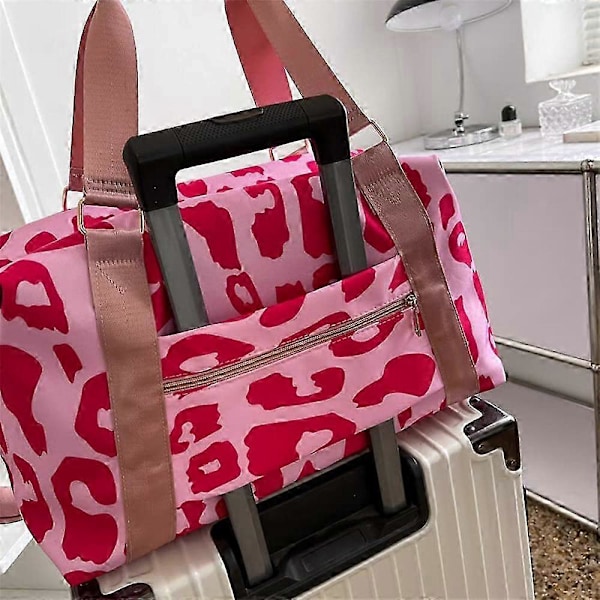 Store reisevesker for kvinner, helgevesker med skulderstropp, ku leopard aztec