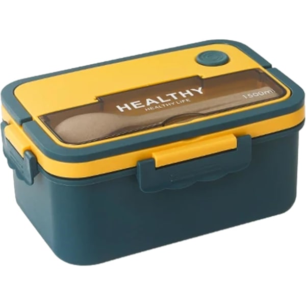 1500 ml japansk stil Bento lunchlåda läckagesäker, 3-i-1 fack, återanvändbar Bento lunchlåda måltidsförberedelsebehållare (blå) Navy