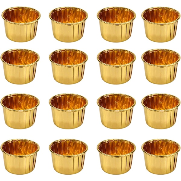 Baking Cases, 50 Pieces Foil Metallic Muffin Baking Cupcake Cases，Disposable Muffin Liners Mini Baking Cupsfor Wedding Birthday Party (Gold)