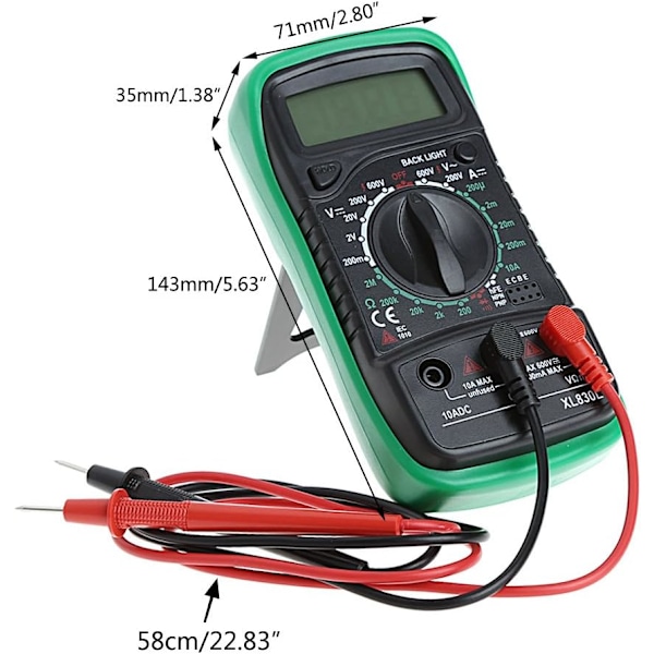 Temperaturmåler Håndholdt LCD Digital Multimeter Tester XL830L Uden Batteri