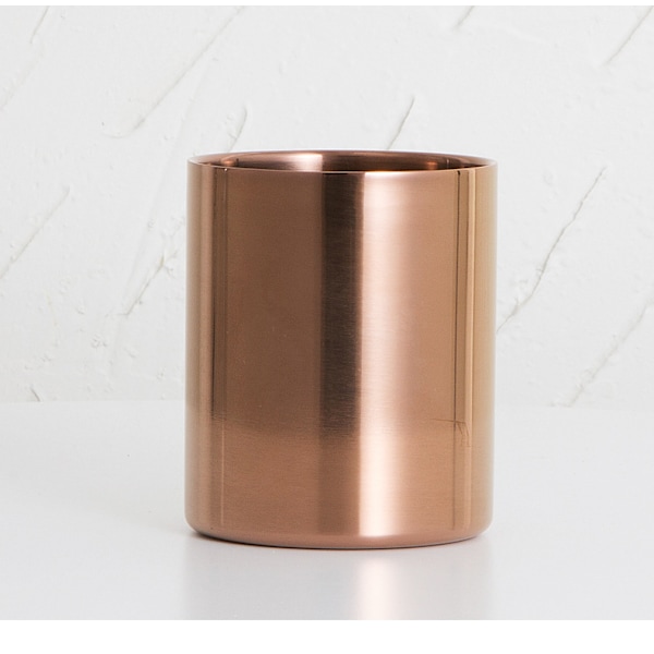 Roséguldfärgad pennställ i rostfritt stål, mugg för skrivbordsorganisering, multifunktionell mini-blomvas Gold