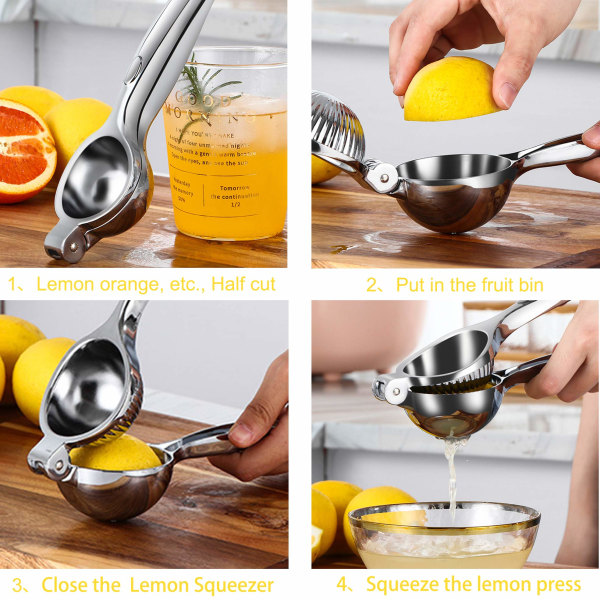 Sitruunapuristin käyttöopas - Manuaaliset sitrusmehupuristimet, Purista käsin Lime Sitrushedelmämehupuristin, Turvallinen nopea ja tehokas mehustus, Erittäin helppo puhdistaa