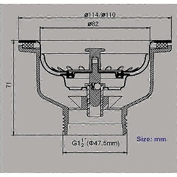 Vaskesi i rustfrit stål, kurv ø 110 mm, rustfrit stål + ABS afløb + kurv
