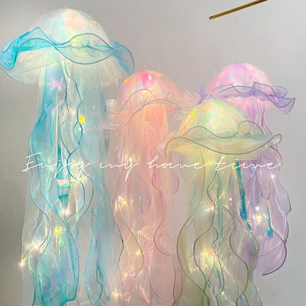 4 stk. Jellyfish Form Lampe Kreativ Jellyfish Lysekrone LED Fantasy Jellyfish Lampe Glødende Jellyfish Hængende Mode Lampe Værelsesindretning Tema Restaurant
