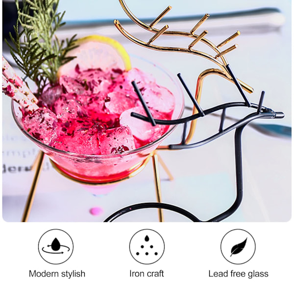 Stjälklösa Martiniglas Set om 2 Cocktailglas med Hjortformad Hållare Kreativa Bardryckesglas Martiniglas Present Set