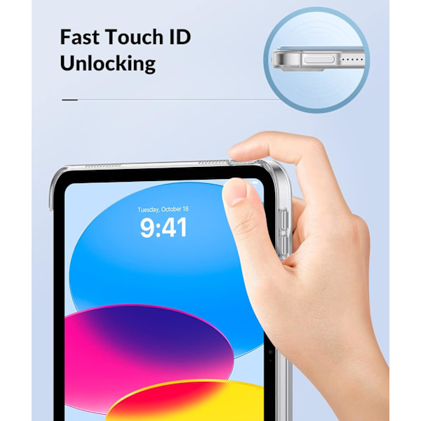 iPad 10. generasjon deksel 2022, iPad 10,9 tommer deksel, Mykt frostet gjennomsiktig TPU slankt beskyttelsesdeksel med justerbare vinkler Sky blue