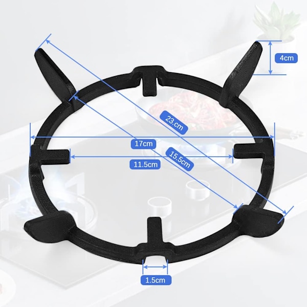 Wokring, Universal komfurstativ pande støtte komfur, underlag skridsikker kogeplade, til køkkenwok gaskomfur, 17 cm diameter