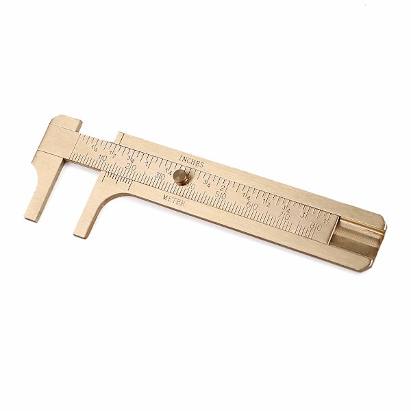 Vintage Vernier Skyvelære, Kobberlegering Mini Messing Skyvelære, Metall Dobbel Skala for Måling av Edelstener Smykkedeler - 3.15\"