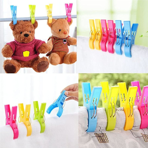Strandhandduksklämmor Vindtäta Klämmor för Handdukar Täcken Badhanddukar Filtar Kläder Strandhanddukar Dukar Plastklädnypor (4-pack)
