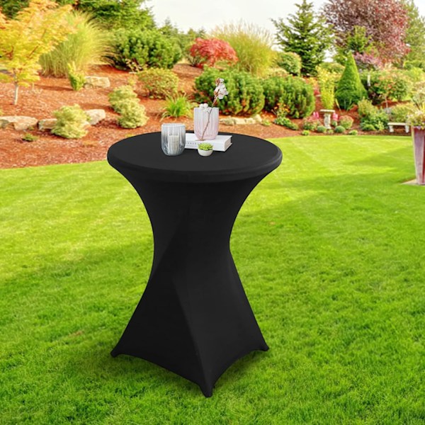 Stretch Duk, 2 Deler Vaskbar Polyester Duk Rundt Spisebord Duk Cocktailbord Beskyttelse 80x110cm (Svart)