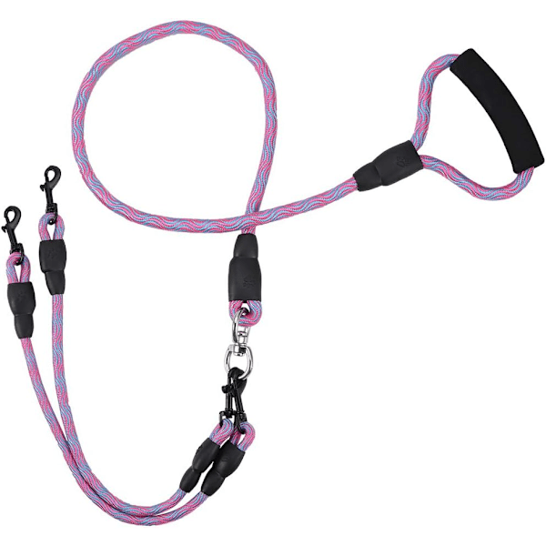 Nylon Hundesnor Separator med Blødt Håndtag, Filtringsfri Dobbelt Snor til 2 Hunde Gå Træning, til Hunde Gå- og Træningsudstyr (Pink)
