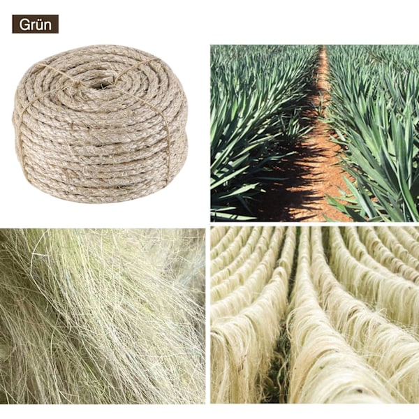 Sisal Tau Katte Treetau, 6mm (30M) Erstatningstau Jute Tau, som Kattetilbehør Kattetau, Erstatt Kattetre, Klorestativ, Kattetårn