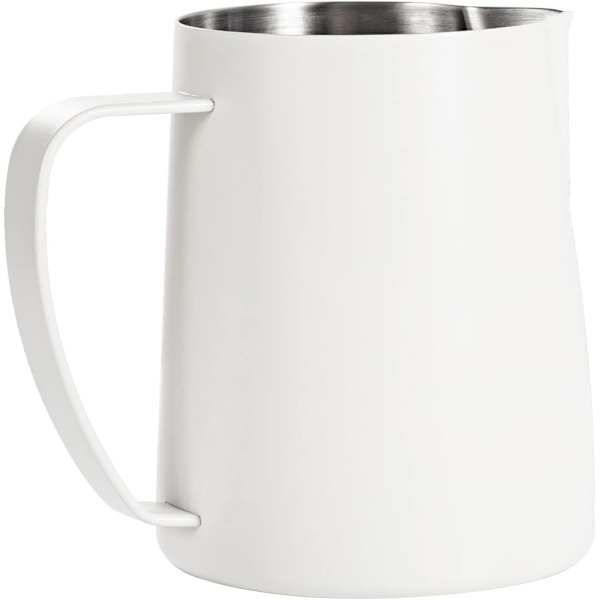 Melkeskummerkanne, 600 ml rustfritt stål espressoskummerkanne, kaffeskummerkanner melkekanne latte art, hvit